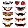 10 Pcs, Halloween Prank Makeup Temporary Tattoo, Halloween Clown Scary Mouth Tattoo Stickers, Halloween Temporary Tattoo Face Decal Prank Props, Hallo