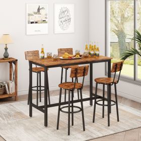 Bar Table Set with 4 Bar stools with backrest