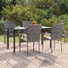 5 Piece Patio Dining Set Gray Poly Rattan