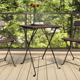 Folding Bistro Table Brown 21.7"x21.3"x28" Poly Rattan