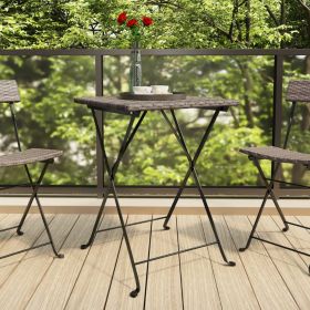 Folding Bistro Table Gray 21.7"x21.3"x28" Poly Rattan