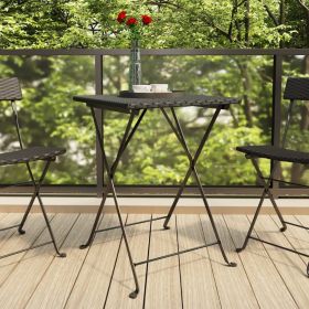 Folding Bistro Table Black 21.7"x21.3"x28" Poly Rattan