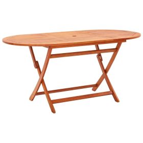 Folding Patio Table 63"x33.5"x29.1" Solid Wood Eucalyptus