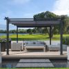 13x10 Ft Outdoor Patio Retractable Pergola With Canopy Sunshelter Pergola for Gardens; Terraces; Backyard; Gray