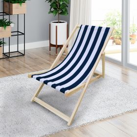 populus wood sling chair blue Stripe Broad blue Stripe (color: Dark blue)folding chaise lounge chair