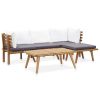 5 Piece Patio Lounge Set Solid Acacia Wood