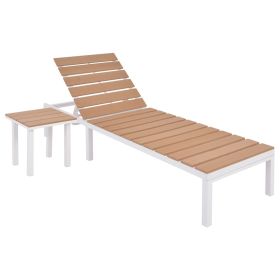 Sun Lounger with Table Aluminum WPC and Brown