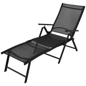 Folding Sun Lounger Aluminum Black