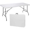 Folding Utility Table 6ft Fold-in-Half Portable Plastic Picnic Party Dining Camp Table, White