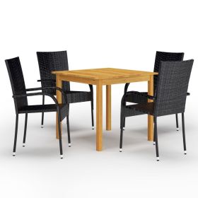 5 Piece Patio Dining Set Black