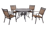 [ONLY FOR PICK UP]Outdoor 5 Piece Dining Set Patio Furniture w/ 4pcs Sling Chair & 1pc 46inch Porcelain Top Table