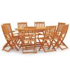 9 Piece Folding Patio Dining Set Solid Eucalyptus Wood