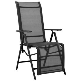 Reclining Deck Chair Aluminum and Textilene Black