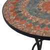 Mosaic Bistro Table Orange/Gray 23.6" Ceramic