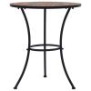 Mosaic Bistro Table Orange/Gray 23.6" Ceramic