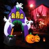 9 Feet Tall Halloween Inflatable Castle Archway Decor with Spider Ghosts and Built-in