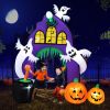 9 Feet Tall Halloween Inflatable Castle Archway Decor with Spider Ghosts and Built-in