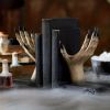 2pcs/set Witchy Hand Book Stand, Halloween Resin Witch Hand Bookcase Decoration, Halloween Horror Demon Hand Funny Crafts Desktop Bookcase Decoration