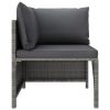 5 Piece Patio Sofa Set with Cushions Gray Poly Rattan