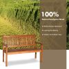 Two Person Solid Wood Garden Bench with Curved Backrest and Wide Armrest