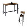 Bar Table Set with 4 Bar stools PU Soft seat with backrest