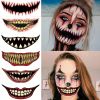 10 Pcs, Halloween Prank Makeup Temporary Tattoo, Halloween Clown Scary Mouth Tattoo Stickers, Halloween Temporary Tattoo Face Decal Prank Props, Hallo