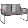 4 Piece Patio Lounge Set with Cushions Black Steel