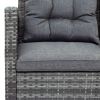 5-piece Outdoor UV-Resistant Patio Sofa Set with Storage Bench All Weather PE Wicker Furniture Coversation Set with Glass Table, Gray