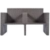 TOPMAX 2-Piece All-Weather PE Wicker Conversation Set Rattan Sofa Set Outdoor Patio Half-moon Sectional Furniture Set w/ Side Table for Umbrella, Gray