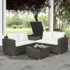 4 PCS Outdoor Cushioned PE Rattan Wicker Sectional Sofa Set Garden Patio Furniture Set