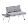 Industrial 5-Piece Aluminum Outdoor Patio Furniture Set; Modern Garden Sectional Sofa Set with End Tables; Coffee Table and Furniture Clips for Backya