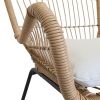 Balcony Furniture; 3 Piece Patio Set; Outdoor Wicker Chairs with Glass Top Table and Soft Cushion; Rattan Front Porch Furniture