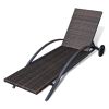 Sun Lounger with Cushion & Wheels Poly Rattan Brown