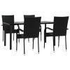 5 Piece Patio Dining Set Black Poly Rattan