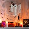 1pc, Halloween Decoration Hanging Ornaments Hand-woven White Ghost Wall Hanging Holiday Scene Arrangement Decorations, Halloween Decor, Holiday Decor