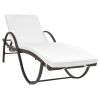 Sun Lounger with Cushion & Table Poly Rattan Brown