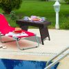 Folding PE Rattan Side Coffee Table Patio Garden Furniture