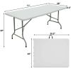 Folding Utility Table 6ft Fold-in-Half Portable Plastic Picnic Party Dining Camp Table, White