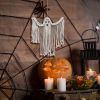 1pc, Halloween Decoration Hanging Ornaments Hand-woven White Ghost Wall Hanging Holiday Scene Arrangement Decorations, Halloween Decor, Holiday Decor