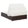 2-Person Sunbed with Cushion Poly Rattan Brown