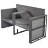 TOPMAX 2-Piece All-Weather PE Wicker Conversation Set Rattan Sofa Set Outdoor Patio Half-moon Sectional Furniture Set w/ Side Table for Umbrella, Gray