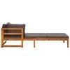 Sun Lounger with 1 Armrest Dark Gray Solid Acacia Wood