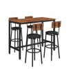 Bar Table Set with 4 Bar stools PU Soft seat with backrest