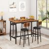 Bar Table Set with 4 Bar stools PU Soft seat with backrest