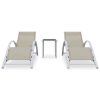 Sun Loungers 2 pcs with Table Aluminum Cream