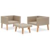 3 Piece Patio Lounge Set with Cushions Poly Rattan Beige