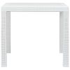 Patio Table White 31.1"x31.1"x28.3" Plastic Rattan Look