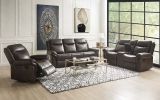 Lydia Motion Loveseat w/Console; Brown Leather Aire LV00655