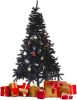 Black Christmas Tree 7 Feet Halloween Tree Artificial Pine Tree Holiday Decoration with Xmas Tree Ornaments w/ 1000 Branch Tips