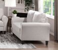 Modern Transitional Sand Hued Textured Fabric Upholstered 1pc Loveseat Attached Cushion Living Room Furniture